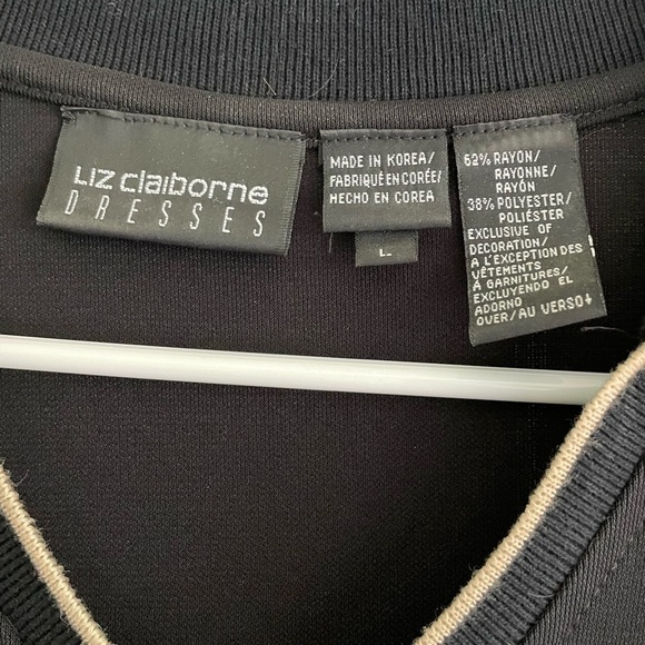 Vintage Liz Claiborne Maxi Shift Dress Black Knit Short Sleeve Size Large - Picture 5 of 5